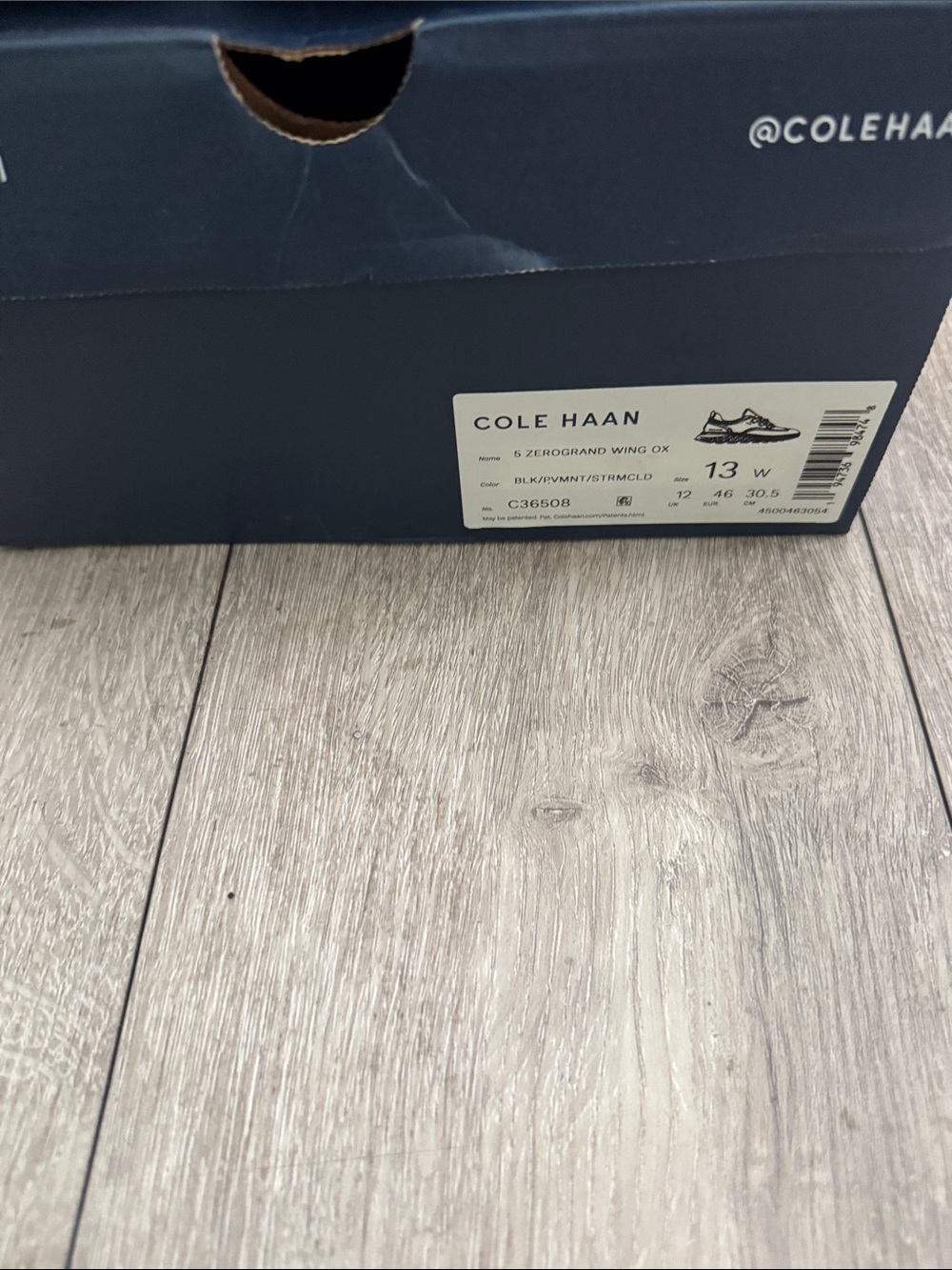 Cole Haan Black Leather Wingtip Derbys with Tan Outsole - Picture 4 of 4